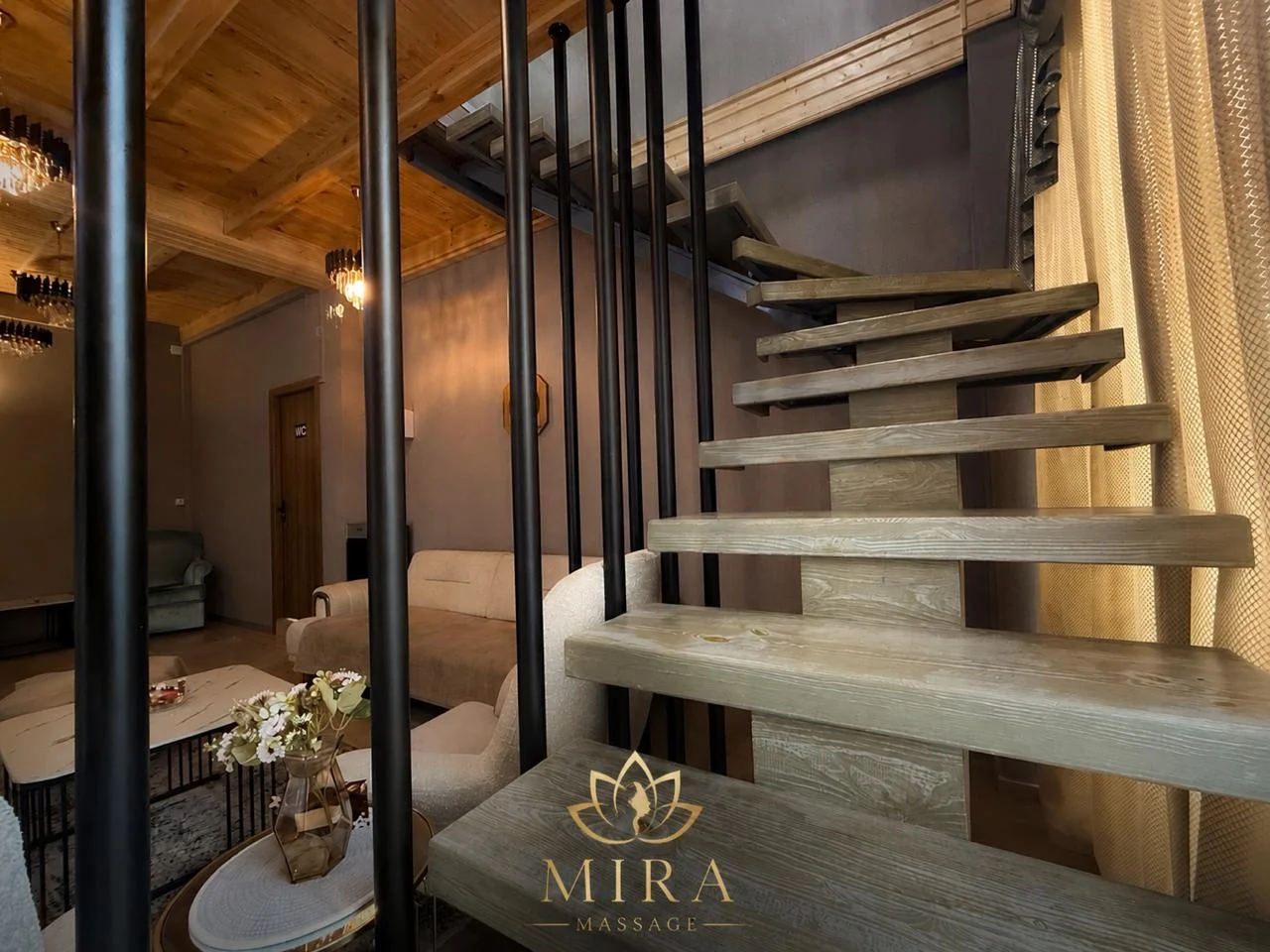 Mira Massage Center staircase lounge interior